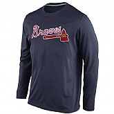 Atlanta Braves Nike Legend Wordmark Long Sleeve Performance WEM T-Shirt - Navy Blue,baseball caps,new era cap wholesale,wholesale hats